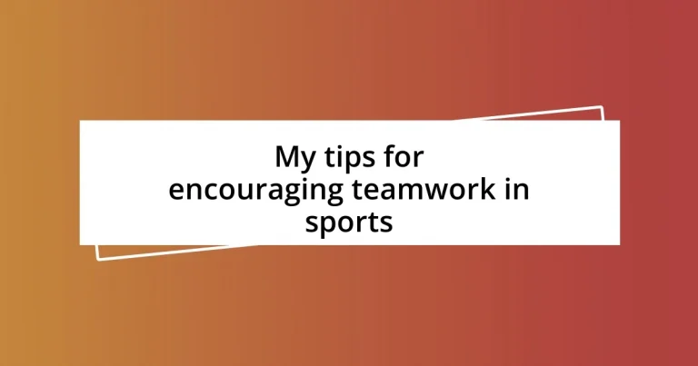 My tips for encouraging teamwork in sports