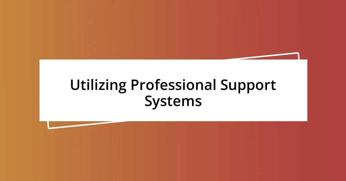 Utilizing Professional Support Systems